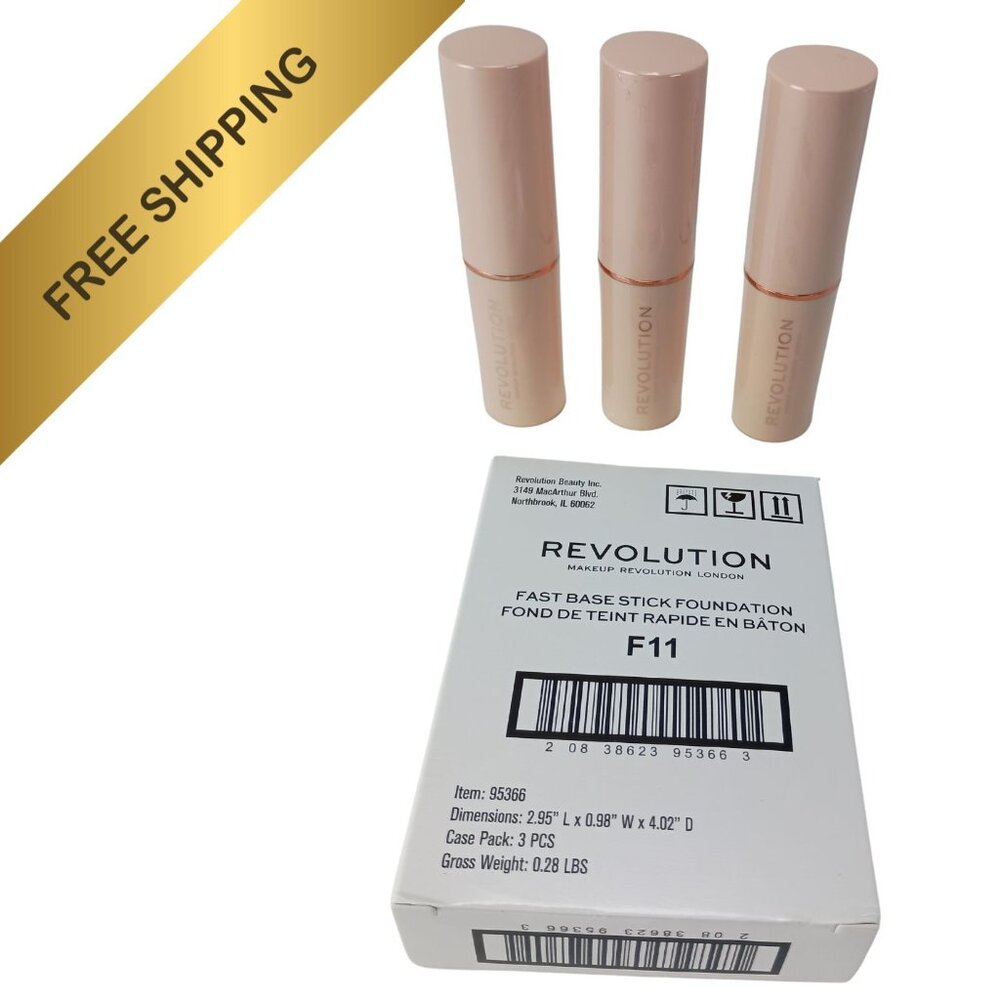 Makeup Revolution Fast Base Foundation - 0.21oz - Color F11 (Lot of 3)